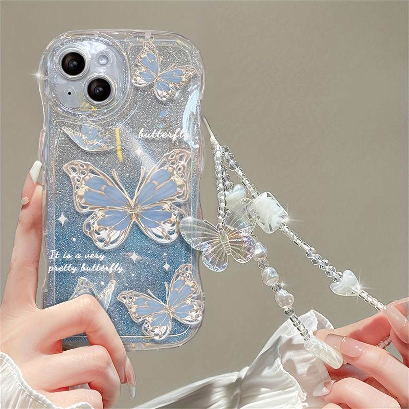 Custodia per telefono Wave Glitter Butterfly And Bracelet per iPhone 14 13 12 11 Plus Pro Max_voghion.com