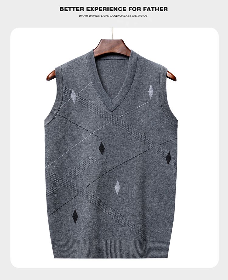 Men's Knitted Vest Sleeveless Sweater Waistcoat - Warm Fleece Lined Camouflage Pattern, V-Neck Slim Fit Pullover For Winter Casual_voghion.com