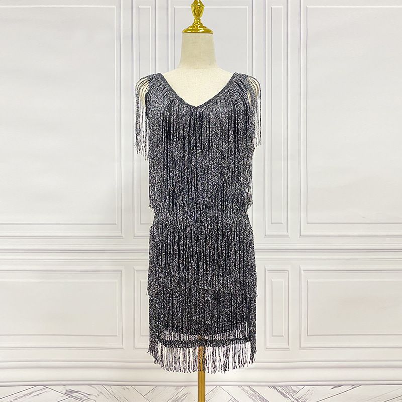 Neues ärmelloses Abendkleid mit Quasten und Pailletten für Damen (7 Farben)_voghion.com