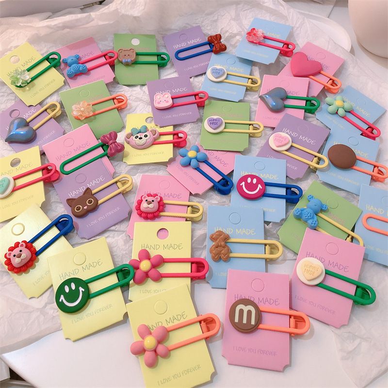 Kwai Live Niedliche Cartoon-Farbspange Gemischte zerschmetterte Haarseite Haarnadel Kopfbedeckung_voghion.com