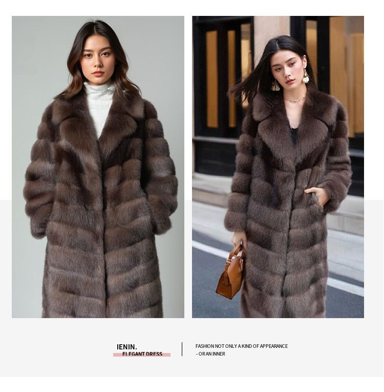 Luxury Vintage-Style Faux Mink Coat With Elegant Trench Design - Warm Winter Outerwear In Chestnut (Available In 3 Lengths: 65cm/95cm/110cm)_voghion.com