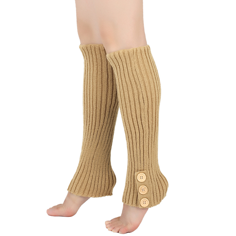Autumn Winter Warm Knitted Button Long Boot Covers European American Style Slouch Foot Leg Warmers JK Socks_voghion.com