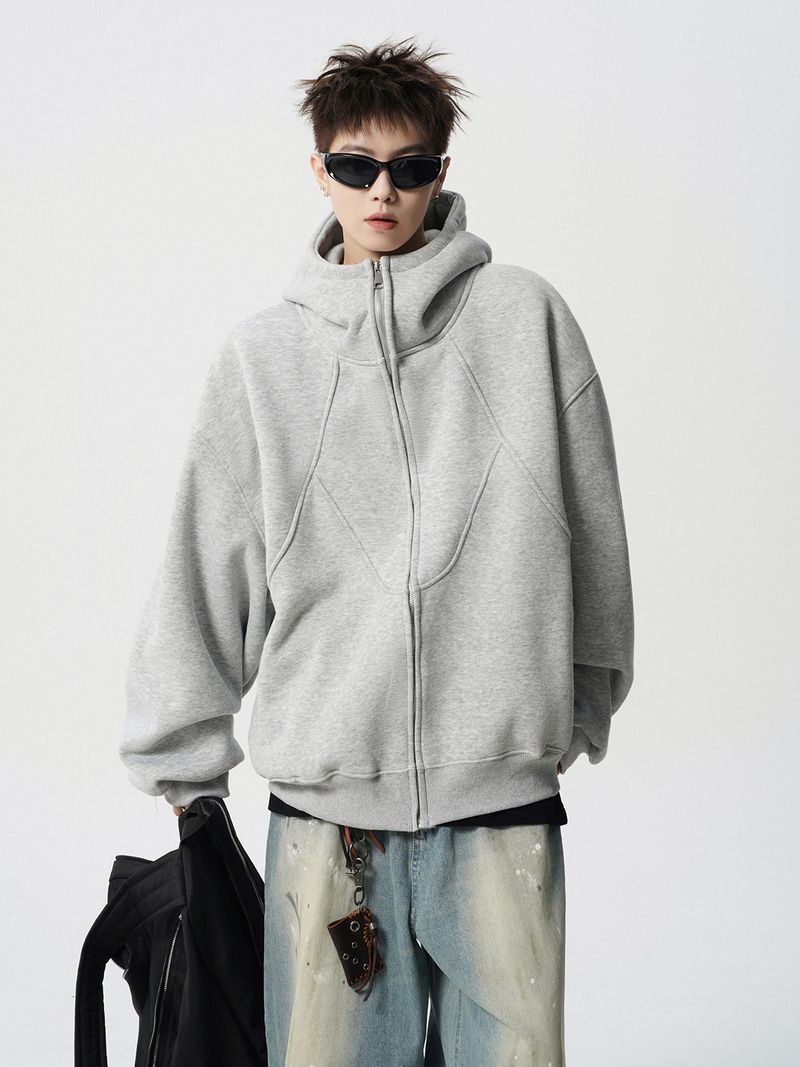 Winter Deconstruction Hooded Jacket Sweatshirt Cardigan Design Sense Patchwork Hoodie_voghion.com