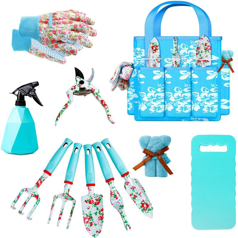 Gardening Tools Gardening Tools 9 Piece Set Aluminum Alloy Garden Tools Two Color Plastic Handle_voghion.com