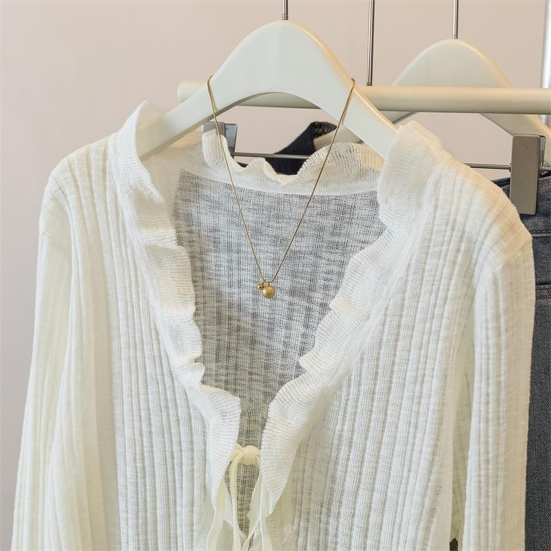 Cardigan traspirante in seta ghiacciata, cappotto estivo da donna, camicetta, scialle, taglie forti, abbigliamento aderente e anti-sole_voghion.com