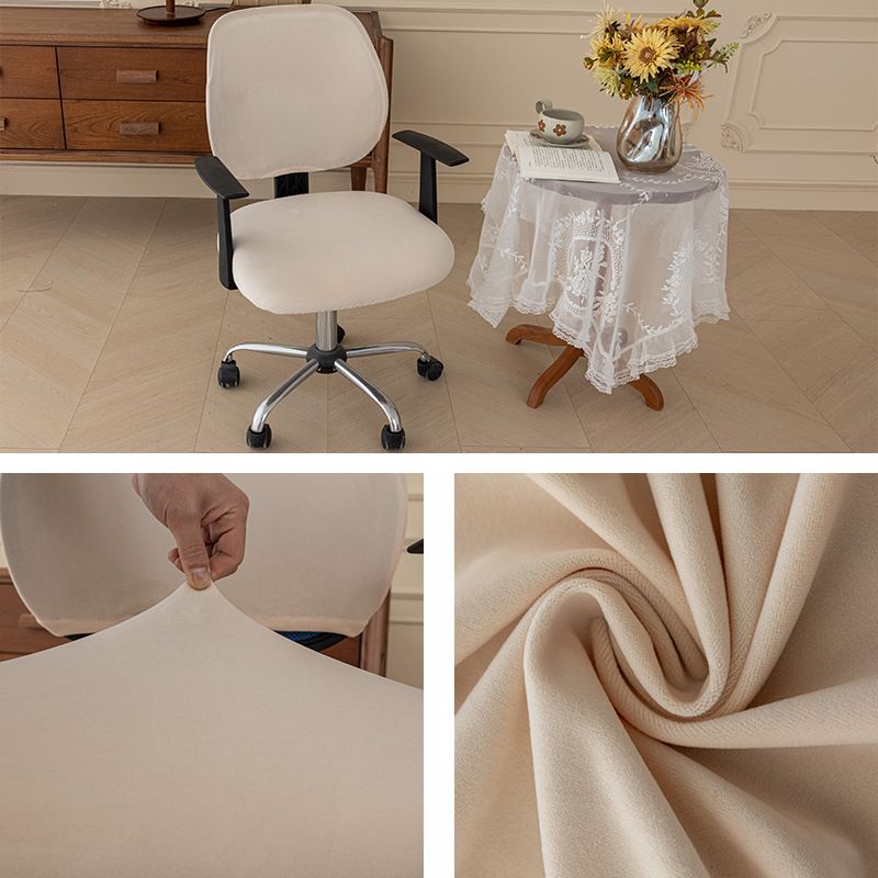 Split-Back Office Chair Cover Set – Premium Stretchable Polyester Slipcovers With Silver Fox Fur Texture, Anti-Slip Design_voghion.com