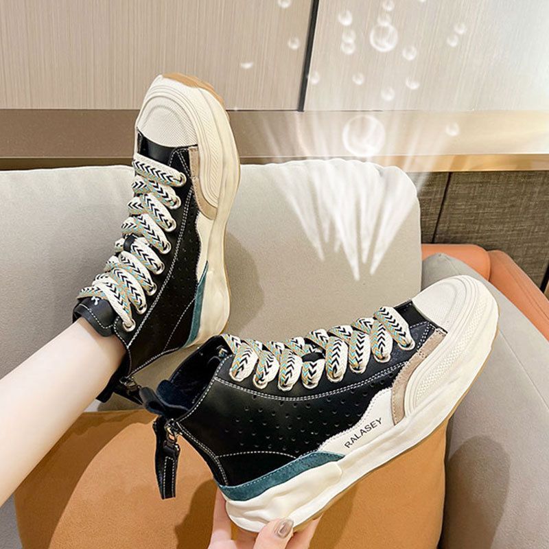 Koreanischen Stil Trendy High-Top Für Frauen 2023 Sommer Herbst Neue Ins Dicken Sohlen Höhe-Erhöhend Weiß schuhe Internet_voghion.com