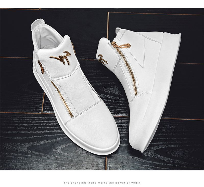 Scarpe da uomo alla moda estate 2024 nuove scarpe alte traspiranti in pelle con suola spessa scarpe casual bianche sneakers alte da uomo_voghion.com