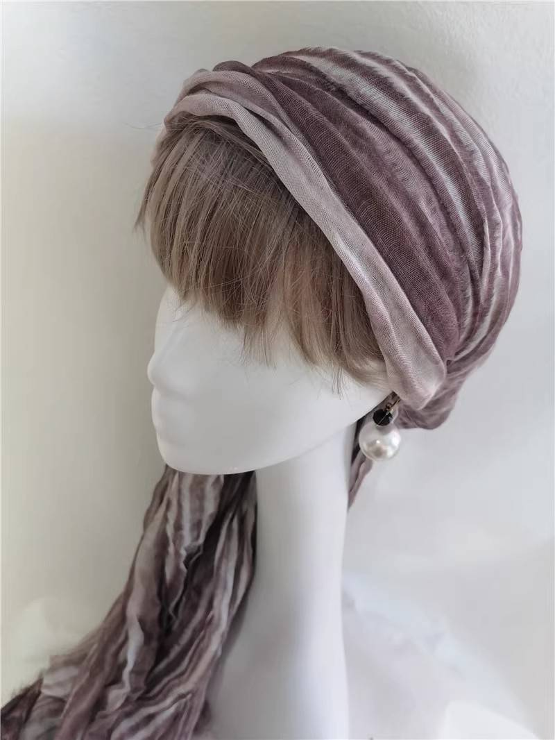 Cotton And Linen Comfortable And Breathable Sunscreen Turban Hat Gauzy Summer Wrap Hat_voghion.com