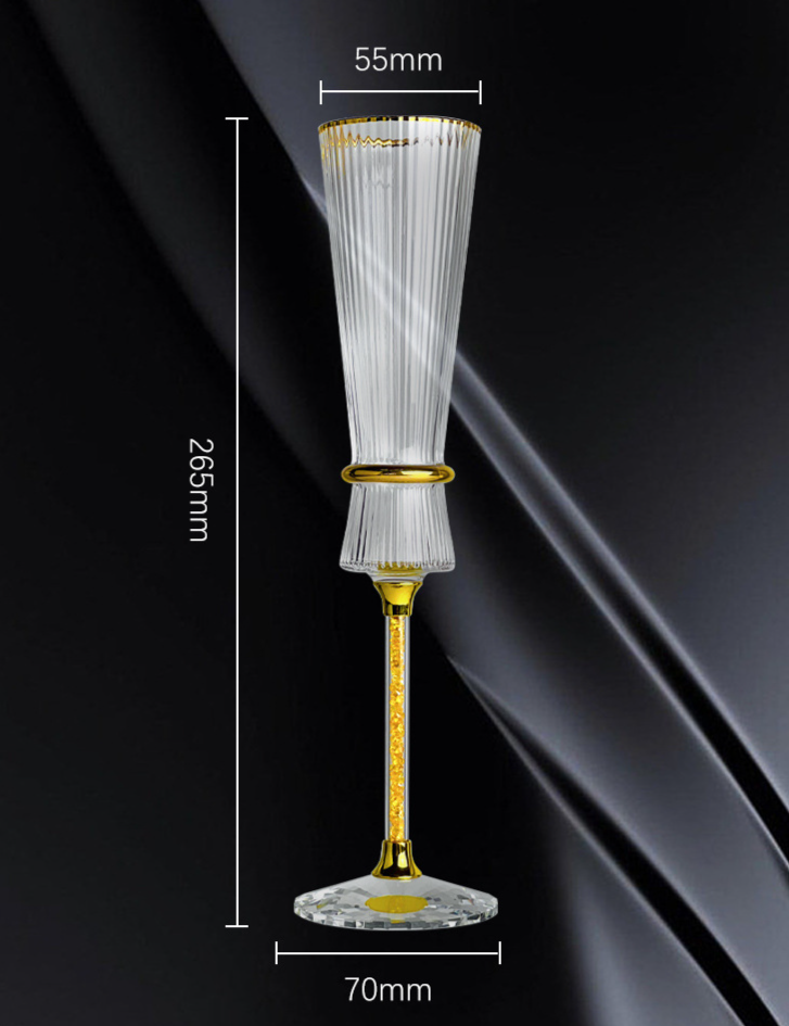 Taça de vinho espumante com haste de diamante dourada e prateada gravável, com cintura, com aro dourado de alta qualidade, sem chumbo, taça de champanhe com pé alto_voghion.com