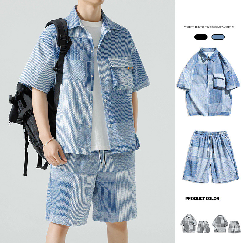 Herrenbekleidung Herren Sommer Dünne Modemarke Lose Lässige Eisseide Sportanzug Strandshorts Zweiteiliger Anzug Herren_voghion.com