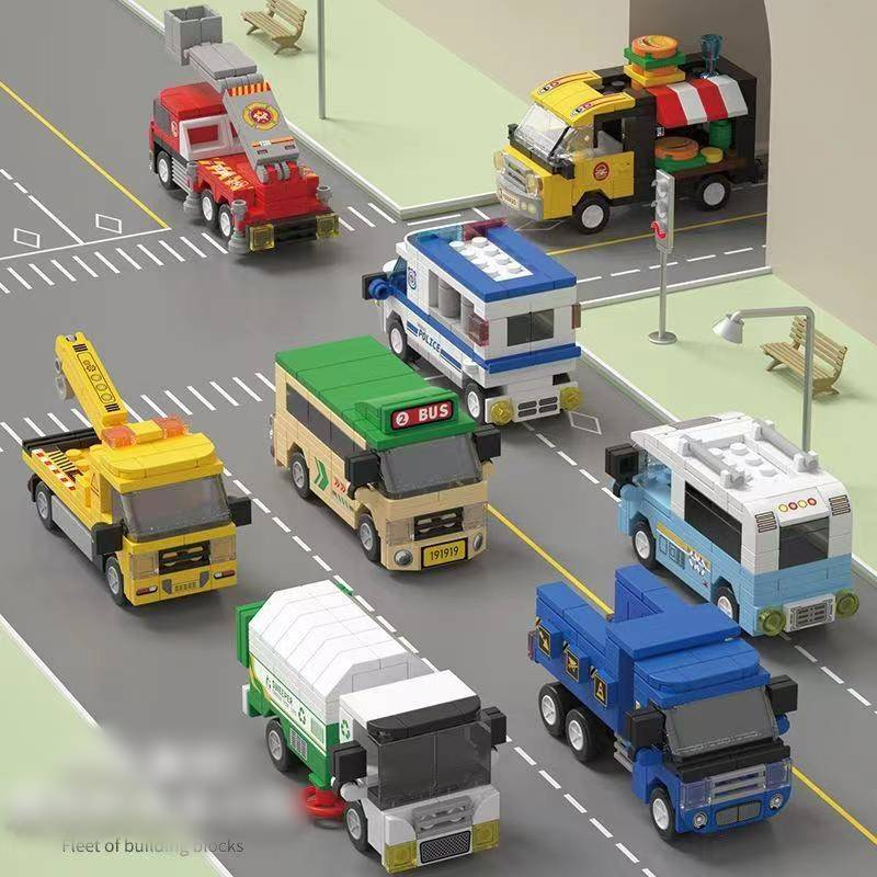 Jouets de construction Lego à plusieurs modèles, circulation urbaine, assemblage de voitures de dessin animé, jouets d'ingénierie, modèle de puzzle, cadeau de vacances_voghion.com