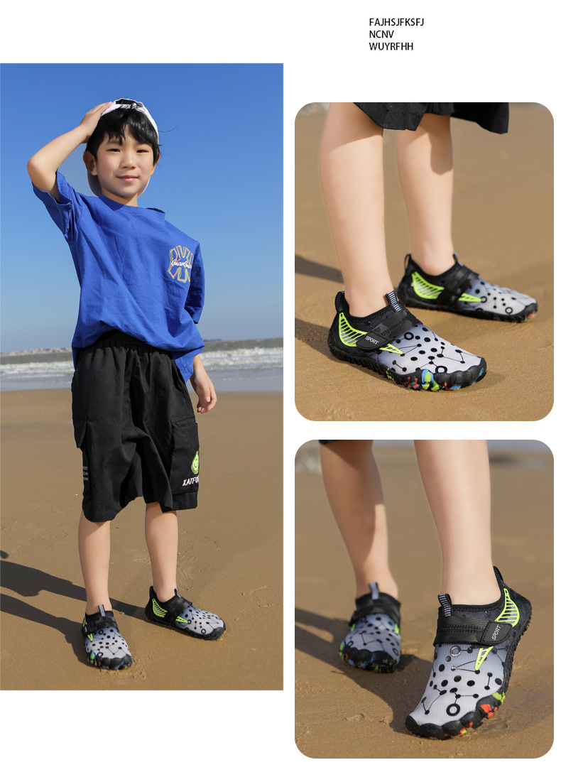 Kids' Quick-Dry Anti-Slip Water Shoes – Breathable Magic Strap Design For Beach, Pool & Outdoor Play_voghion.com