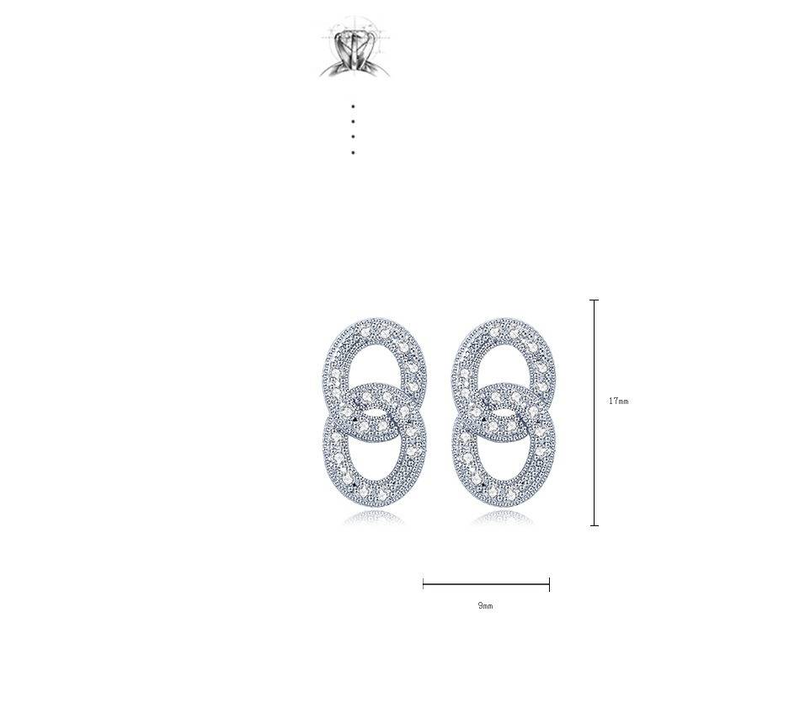 Women's Jewelry Elegant Chain Drop Earrings With Cubic Zirconia, Geometric Design, Hypoallergenic Copper, Rhodium Plated For Daily Special Occasions_voghion.com