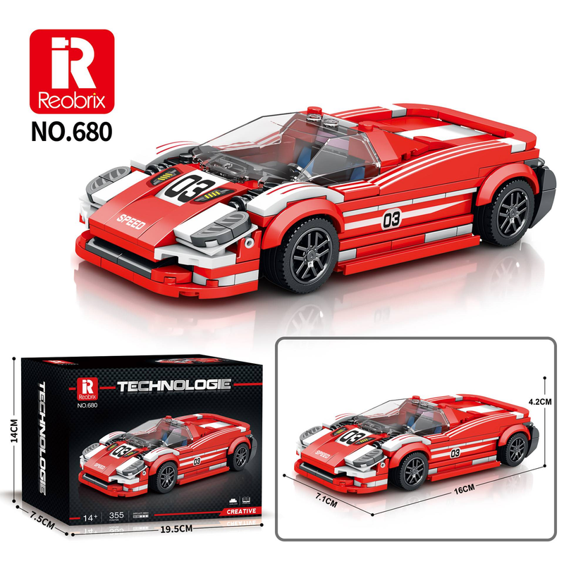 Building Blocks Eight Compartment Car Supercar Model Ornaments Children's Handmade Assembled Toys_voghion.com