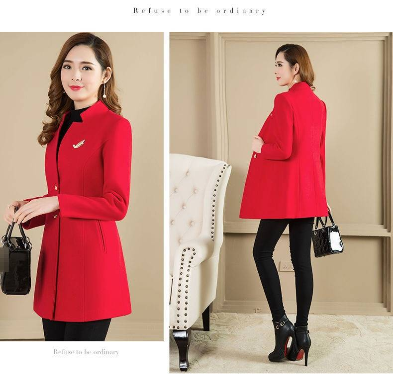 Kurzer Wollmantel für Damen – Schmal geschnittener Peacoat mit Polokragen in leuchtenden Farben für Herbst und Winter_voghion.com