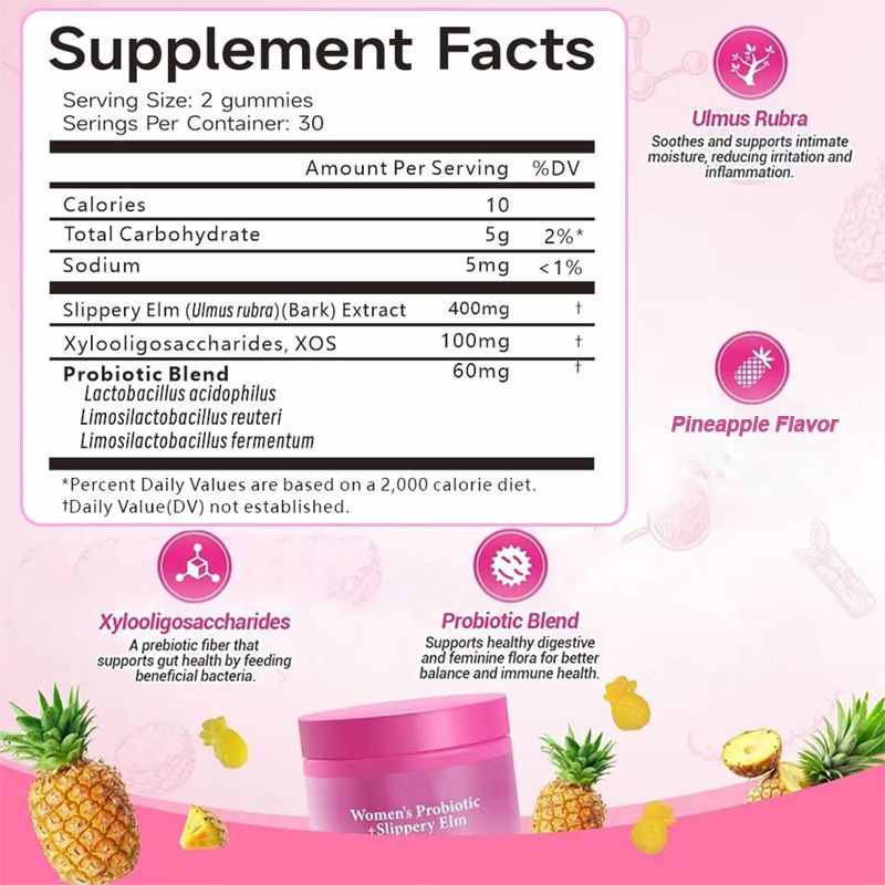 Women's Probiotic + Slippery Elm Gummies 60 Gummies_voghion.com