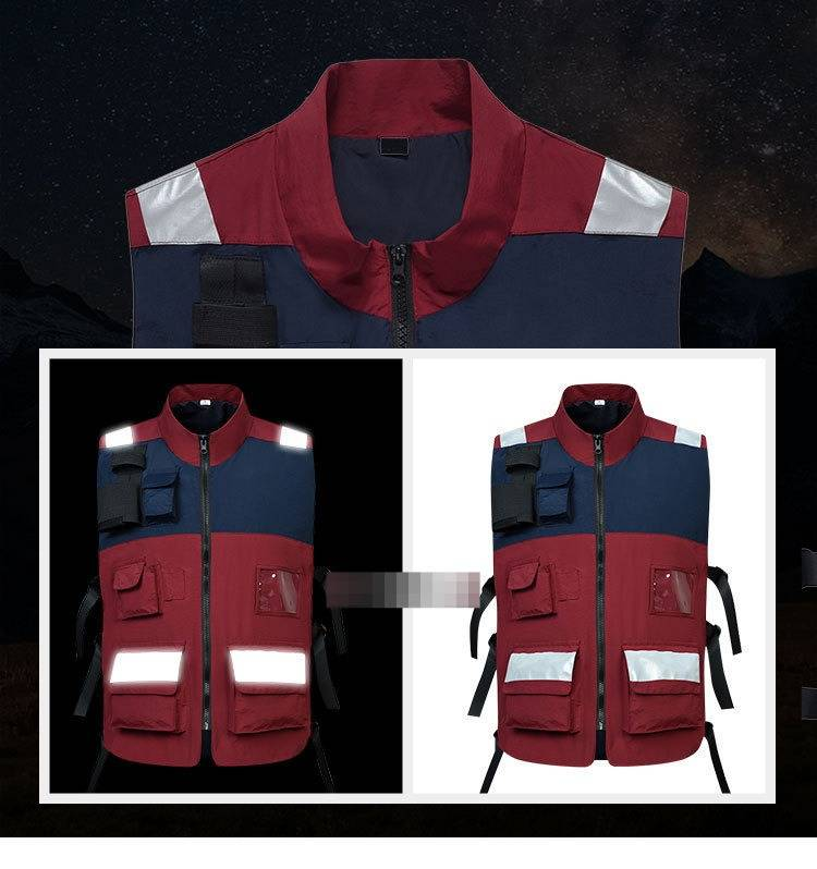 High-Visibility Safety Vest For Emergency & Volunteer Work - Lightweight Polyester Zip-Up With Multiple Utility Pockets_voghion.com
