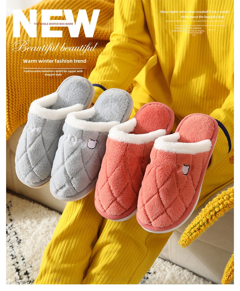 2024 Nuevas zapatillas de algodón para parejas, para mujer, otoño e invierno, para interior del hogar, suela gruesa, antideslizantes, resistentes al desgaste, cálidas para el hogar para hombres_voghion.com