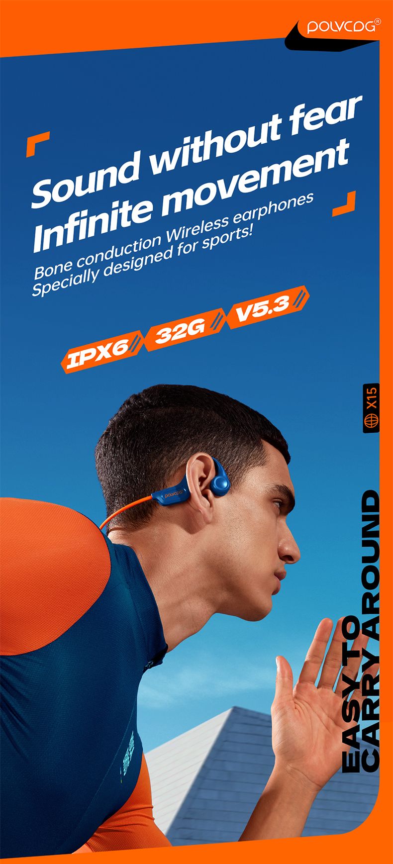 Bone Conduction Bluetooth Earphones 32GB Memory IPX6 Sweatproof And Rainproof Bicycle Sports Earphones X15_voghion.com