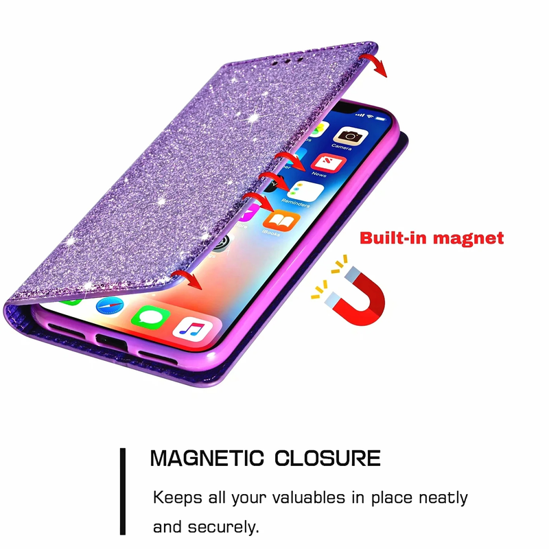 Custodia Glitter Bling per Huawei P20 P30 P40 Compagno 10 20 Pro Lite P Smart 2019 Y6 Y7 2019 Honor 8A Portafoglio di vibrazione Fonda Proteggi_voghion.com