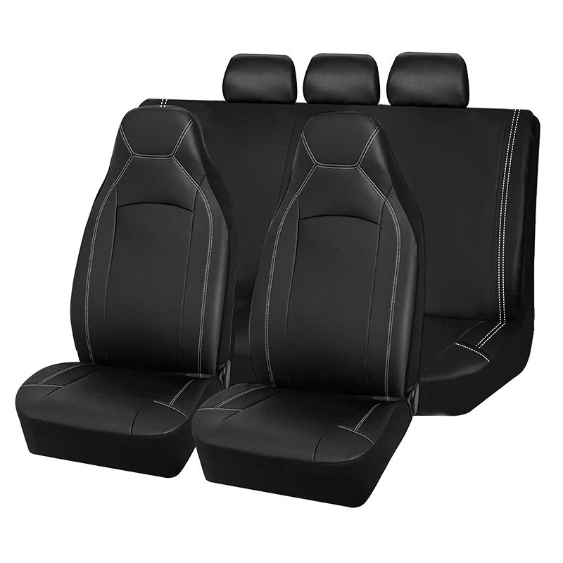 AUTO PLUS Universal-Autositzbezüge mit hoher Rückenlehne, hochwertiges, wasserdichtes Leder, komplettes Set, Airbag-kompatibel_voghion.com