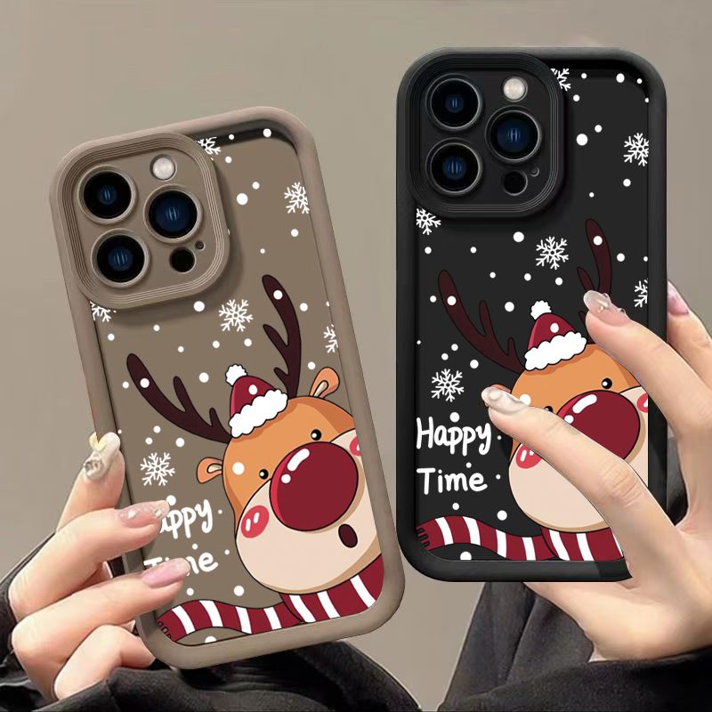 Christmas Elk Deer Print Graphic Phone Case For IPhone 17 16 Pro Cases For IPhone Air 16 15 14 13 12 11 Pro Max 16 15 14 Plus 13 Cover_voghion.com