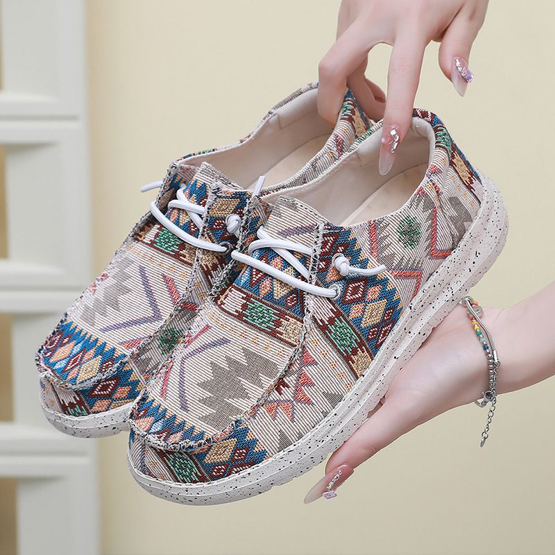 Bohemian style couple canvas casual lightweight loafers, men's and women's cloth shoes, Canvas Loafers_voghion.com