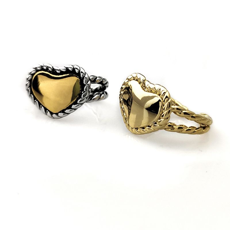 Modischer Retro-Ring aus Edelstahl mit herzförmiger Öffnung, verstellbar, für Herren und Damen, Valentinstag, Urlaubsschmuck_voghion.com