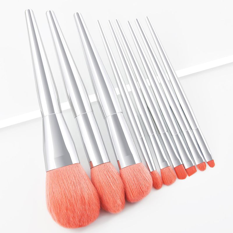 9 large silver high quality professional makeup brush set_voghion.com