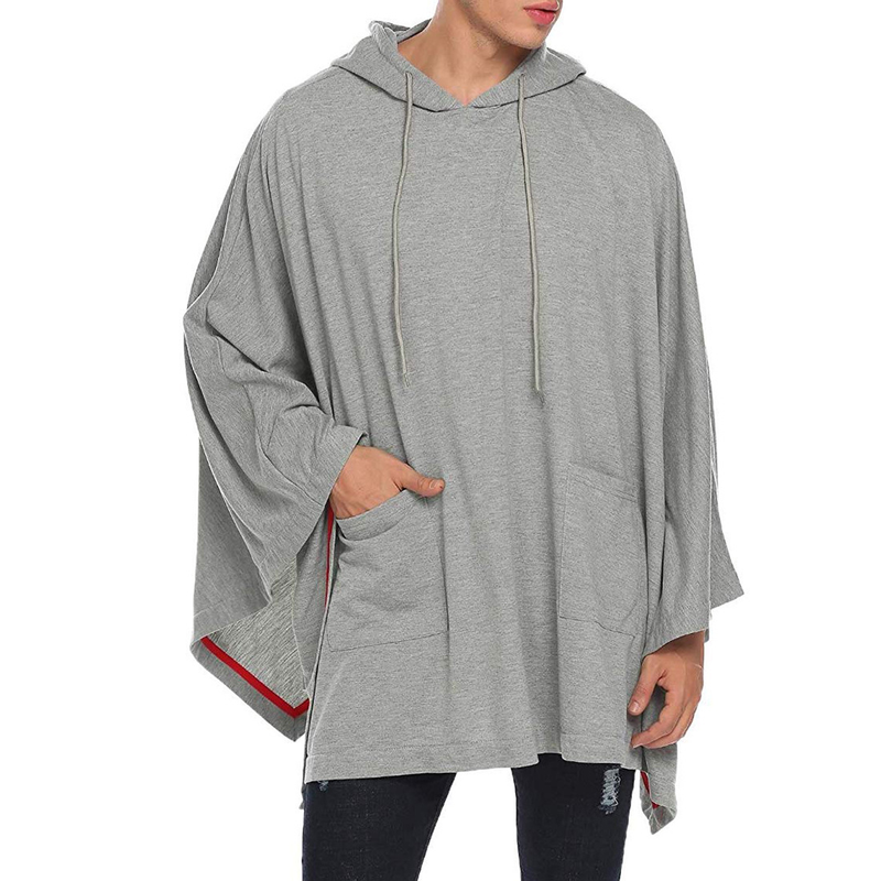 Spring New Men's Wear Large Solid Color Fashion European and American Men's Hooded Cloak_voghion.com