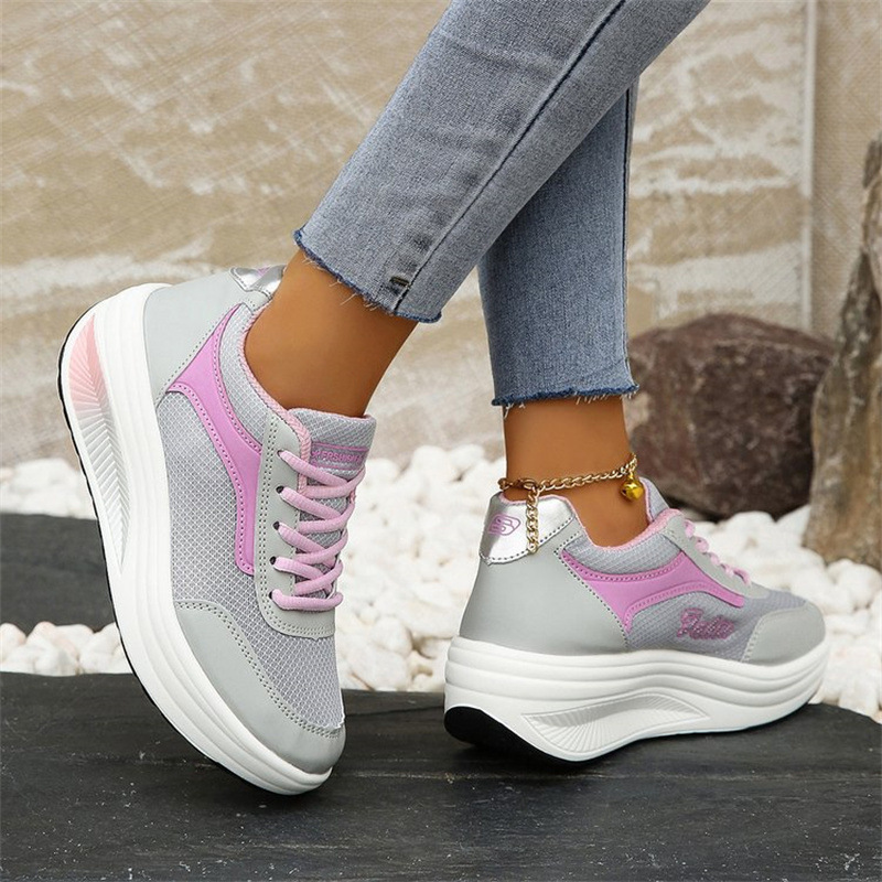Chaussures transfrontalières pour femmes, commerce extérieur, printemps 2024, chaussures de sport à semelles épaisses, chaussures à bascule, chaussures de fitness, chaussures à plateforme_voghion.com