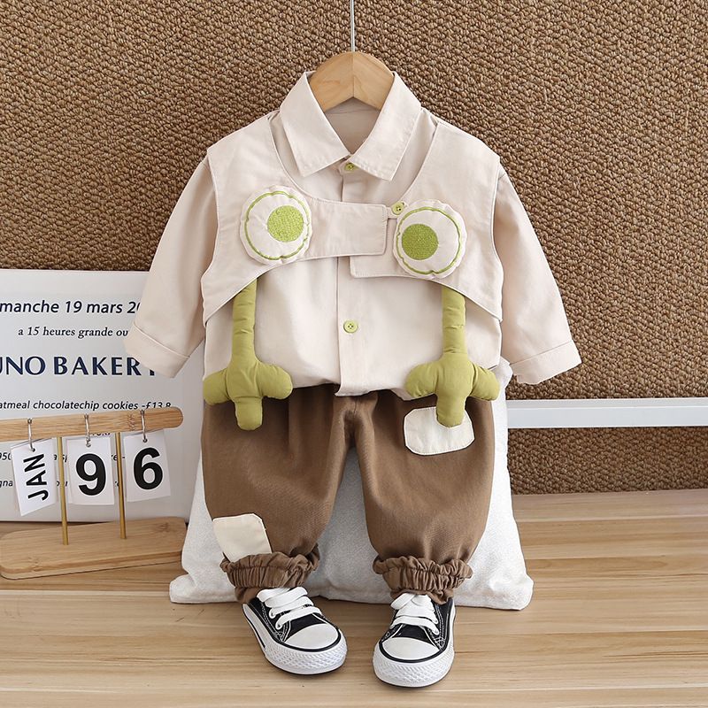 Bērnu apģērbs, garš, slaids multfilmu krekls, zēnu ikdienas uzvalks, pavasara/rudens maza un vidēja izmēra bērnu apģērbs._voghion.com