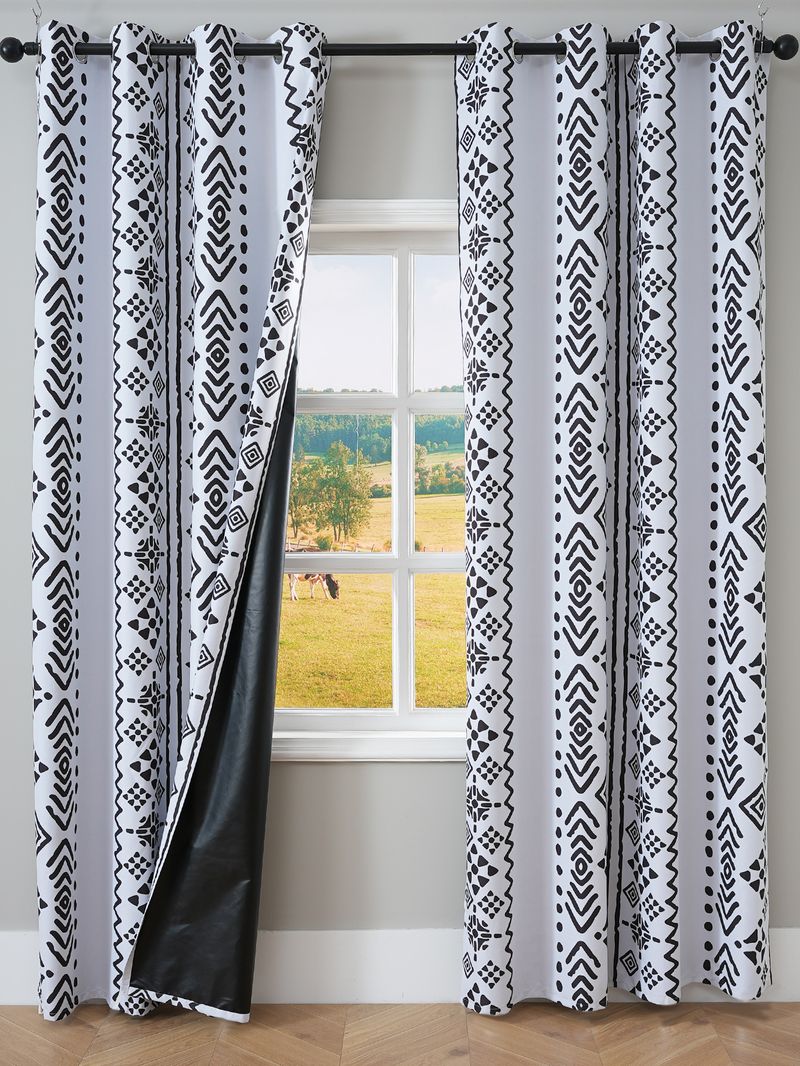 Nordic Minimalist Blackout Curtains – Stylish Printed Polyester Drapes (90-100% Light Blocking, Thermal Insulation, Eyelet Design)_voghion.com