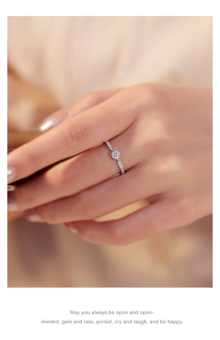 Mo Sang's Original Heart Diamond Argento puro, proposta di matrimonio semplice e alla moda, Anello di simulazione, Dea_voghion.com