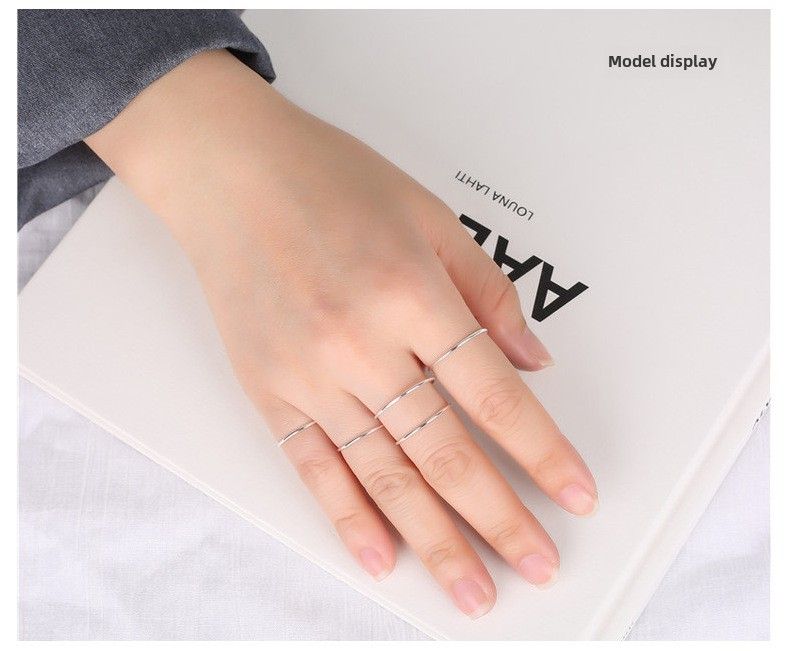 Anello di apertura in argento sterling S925 all'ingrosso in fabbrica Anello sottile da donna 1,2 mm 1 mm Anello alla moda con striscia Anello nocca_voghion.com