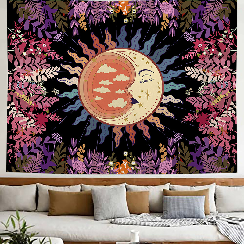 Tapiz floral colorido, tela para colgar en la pared del hogar, tela de fondo de gran tamaño, tela para colgar junto a la cama, dormitorio_voghion.com