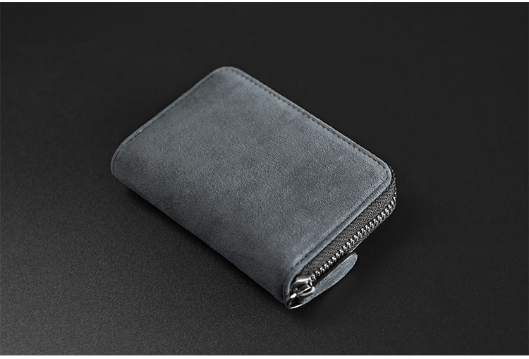 Card bag men's suede leather card clip bag exquisite anti demagnetization multifunctional small card clip ID bag wallet Card holder female_voghion.com