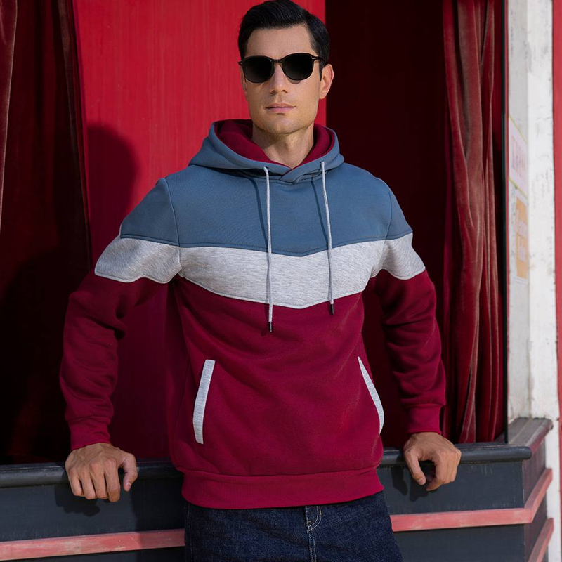 Herrenbekleidung Sweatshirt Herbst und Winter farblich passendes Sweatshirt Retro-Trend lockerer Pullover in großer Größe_voghion.com