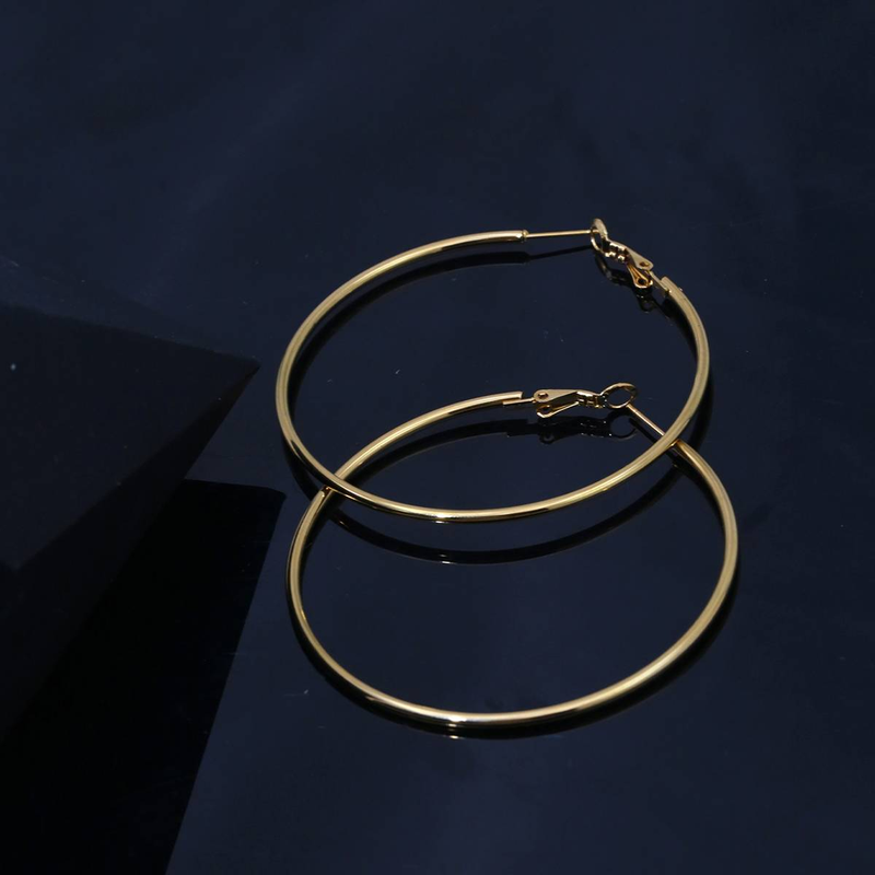 Brincos grandes exagerados de aço inoxidável simples e simples para mulheres, brincos personalizados clássicos e modernos, brincos retrô e sofisticados_voghion.com