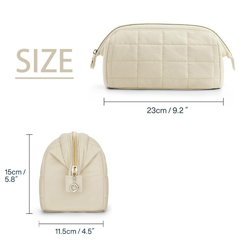 Kadınlar için İpek Pamuklu Kozmetik Çantası Taşınabilir Seyahat Su Geçirmez Tuvalet Malzemeleri Depolama Büyük Kapasiteli_voghion.com