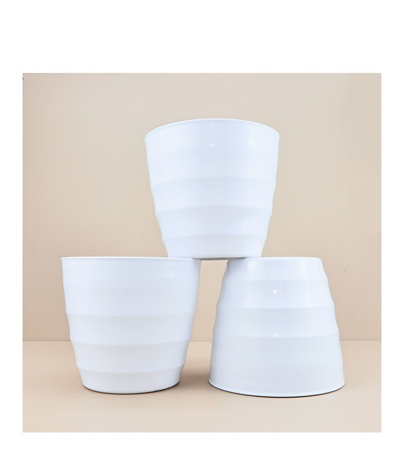Mobilier de casă Ghivece de flori filetate, îngroșate, albe și negre, din porțelan, ghivece de flori din table, simulare plantă, ridiche verde, bonsai, ghivece din plastic_voghion.com