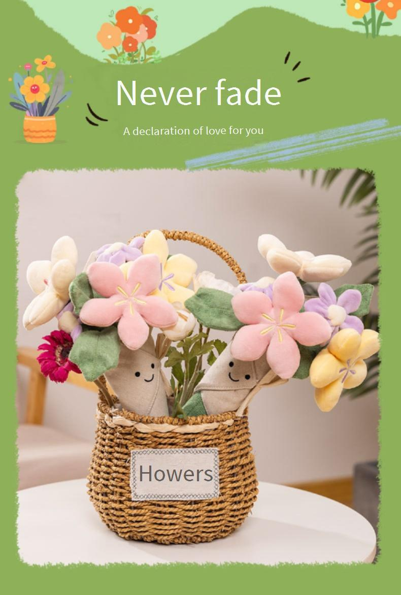 Gefüllte Plüschtiere Puppe hält Blumenpuppe Spaß Plüschtier süße Blumenstraußpuppe_voghion.com