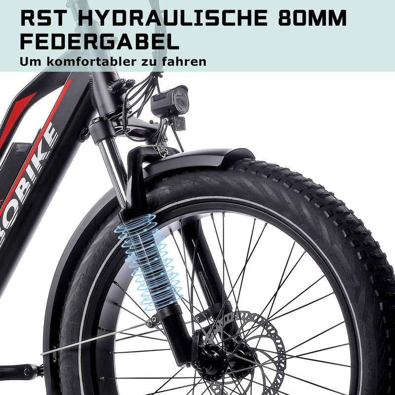 JOBOBIKE Robin 26'' Elektrofahrrad für Erwachsene 250W Bafang Motor 48V13AH_voghion.com