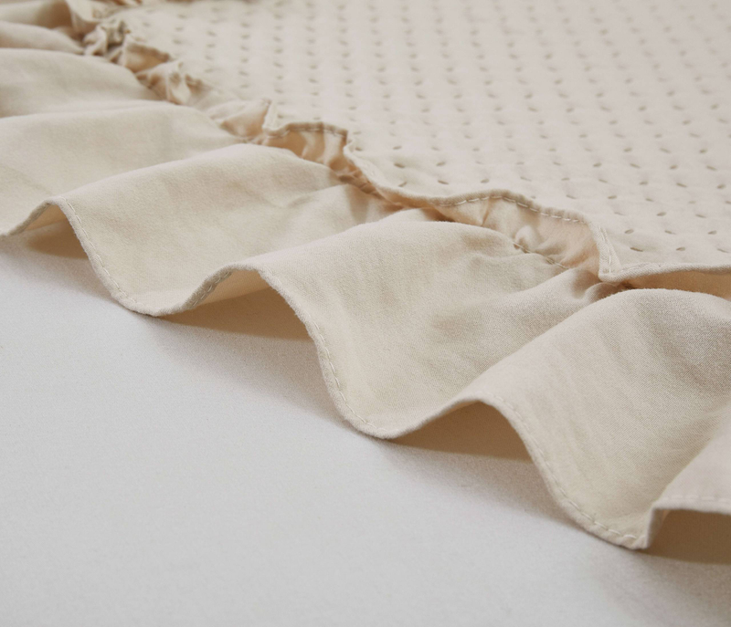 CG33 Washed Cotton Ruffled Bed Cover Set, Suitable For Bedrooms And Living Rooms (1* Bedspread +2* Pillowcase, No Duvet Core Or Pillow Core)_voghion.com
