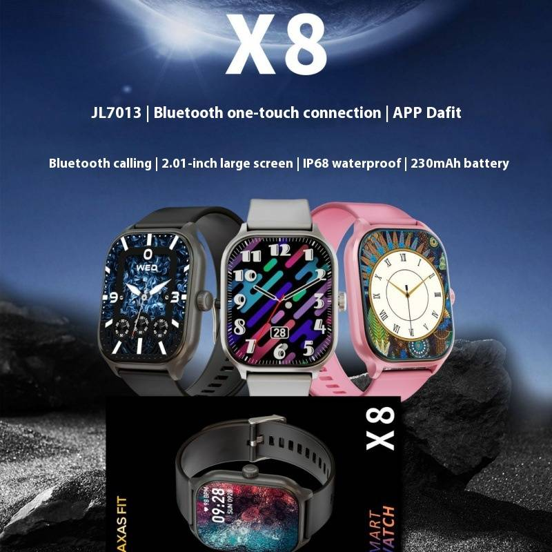 Reloj inteligente deportivo X8 resistente al agua con monitor de frecuencia cardíaca, pantalla grande y batería de larga duración. Compatible con Android e iOS._voghion.com