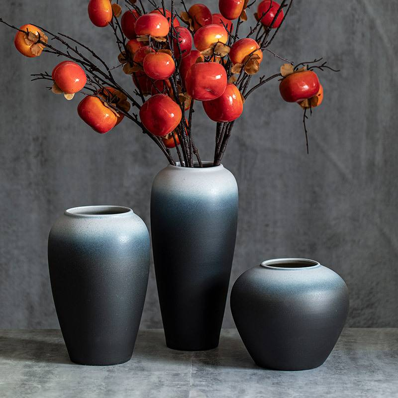 Vase élégant en céramique noir et blanc – Décoration hydroponique pour salon, bureau et chambre_voghion.com