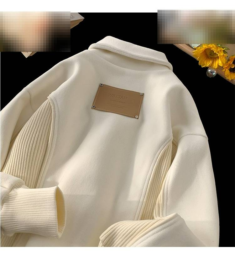 Unisex Hybrid Zip-Neck Sweatshirt – Streetwear Half-Zip Pullover With Contrast Stitching & Stand Collar (M-XXL, Anti-Wrinkle, Oversized Silhouette)_voghion.com