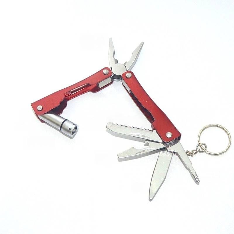 Compact LED Multi-Tool Folding Pliers With Cloth Pouch – Silver Utility Tool For Repairs & DIY (40mm, Oxford Storage Bag)_voghion.com