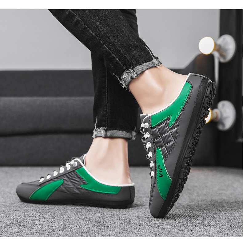 2023 Spring New Men's Shoes Korean Version Trendy All-match Casual Shoes Lazy slip-on semi-trailer shoes Doudou shoes men_voghion.com